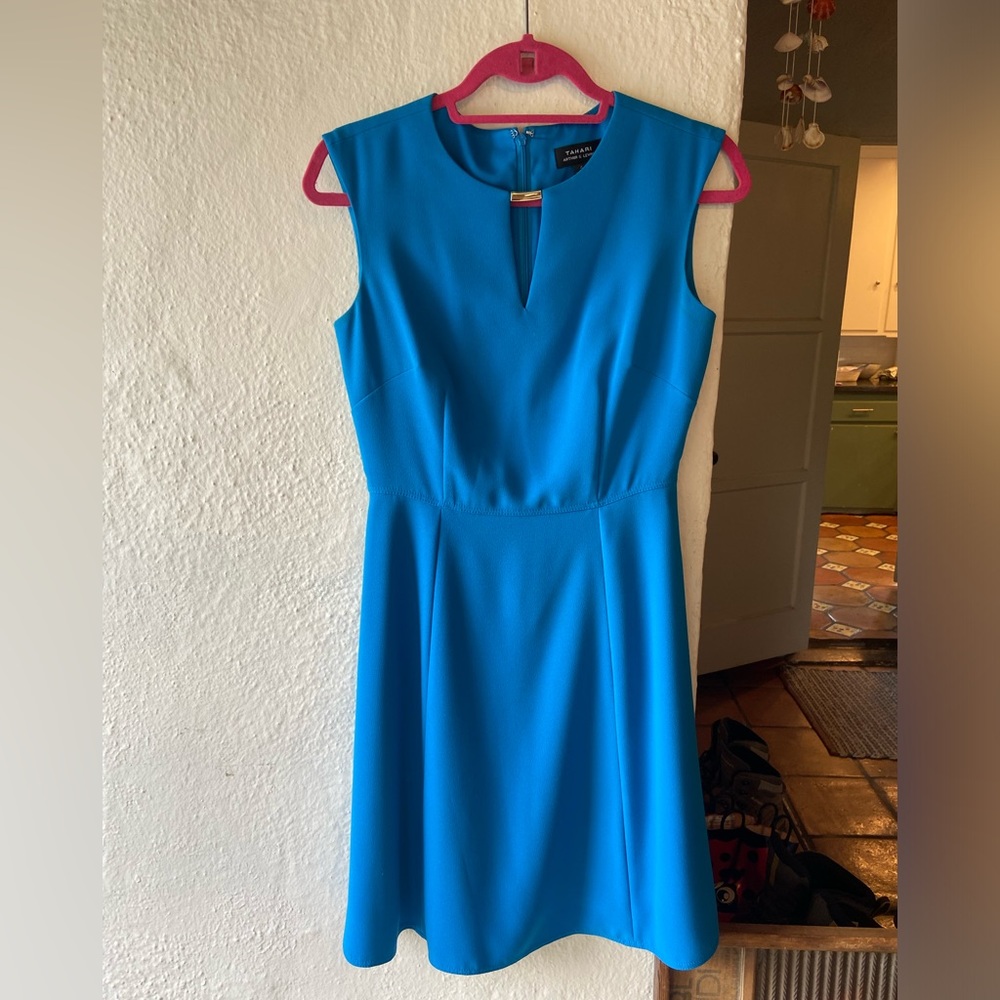 Tahari Blue Dress 4 like new